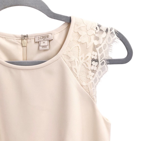 J. Crew Womens Size 00 Edged Lace Cap Sleeve Sheath Dress Knee Length - Picture 2 of 8